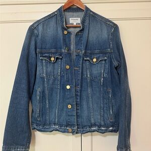 Frame Denim jacket with mandarin collar and gold buttons size medium